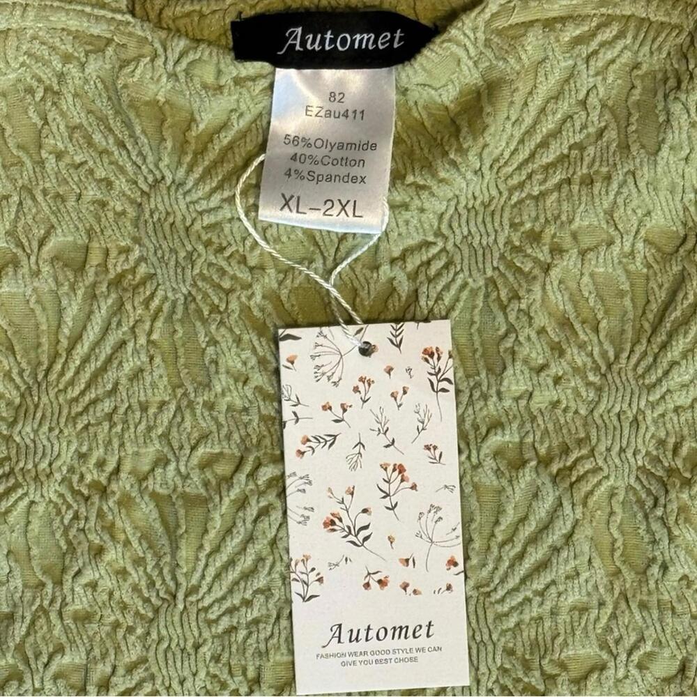 Automet Sleeveless Tank Top Crop Green Sage Summer Resort XL 2XL NWT - Picture 2 of 7